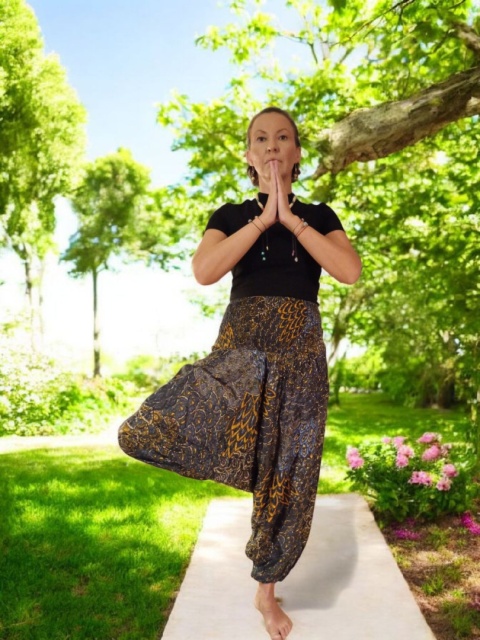 Szarawary ze złotym wzorem Made in India